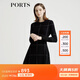 PORTS寶姿女裝秋冬新品長(cháng)袖中長(cháng)連衣裙 黑/白 M