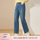 纖莉秀【雙線(xiàn)設計顯瘦牛仔褲】大碼女裝九分直筒褲胖mm2026春新款0231 牛仔藍 3XL