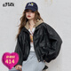 妖精的口袋甜酷棕咖色皮衣女2025年秋季新款高級感甜酷PU皮外套 穩重黑色 S