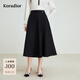 珂萊蒂爾秋季款高腰顯瘦A字裙短裙女氣質(zhì)百搭小黑裙傘裙 黑色 M