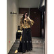 三吉黑花【采蓮】新中式超清透涼感闊腿褲子女今年流行休閑裙褲朝 墨黑 現貨 L