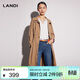 藍地（LANDI）卡其色翻領(lǐng)休閑拉鏈薄款風(fēng)衣外套女中長(cháng)款秋季新款 卡其色 M