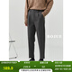 伯爵卓爾重磅仿毛呢加絨加厚休閑褲男23秋冬韓版通勤煙管長(cháng)褲子男 黑灰-320款 31