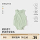 babylove【清倉】嬰兒包屁衣夏季薄款紗布純棉吸濕背心三角哈衣男女寶寶 艾綠 73cm