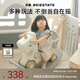 貝易搖搖馬溜溜車(chē)周歲生日禮物嬰兒玩具搖搖車(chē)木馬兒童搖馬寶寶 【5合1】卡其米-帶坐墊