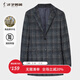 才子（TRIES）羊毛呢大衣男復古英倫風(fēng)中長(cháng)款羊毛格紋撞色時(shí)尚風(fēng)衣春秋新款外套 灰色 XL 175/92Y