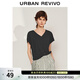 UR春季新款女裝時(shí)尚休閑百搭純色V領(lǐng)短袖T恤UWM450022 黑色 (面料微透) S