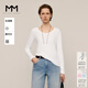 麥檬MM裸膚感軟垂罩衫白色針織短袖上衣女25夏新品5G8902711 白色 M