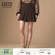 Teenie Weenie小熊女裝半身裙秋冬季氣質(zhì)學(xué)院風(fēng)簡(jiǎn)約刺繡百褶裙短裙 棕色 L