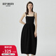 深呼吸DEEP BREATH女裝方領(lǐng)吊帶蔥紗花苞裙擺洋裝連衣裙A500246 黑 M (3)