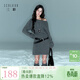 三彩獨醒2025冬季新款圓領(lǐng)針織連衣裙長(cháng)袖小A短裙打底慵懶F 深邃灰 XL 170/92A