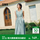 森馬連衣裙女純色無(wú)袖長(cháng)裙休閑溫柔時(shí)尚2025夏新款收腰背心裙優(yōu)雅 藍綠41501 L