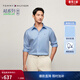 Tommy Hilfiger【免燙肌理】秋冬男裝商務(wù)休閑純色條紋長(cháng)袖襯衣襯衫外套 【凈色】-天藍色C1Z L （推薦：150-165斤）