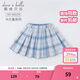 戴維貝拉（DAVE＆BELLA）大童春裝兒童裙子女孩中大童jk百褶裙女童半身裙時(shí)尚女孩格裙 藍色格 150 cm（建議身高140-150cm）