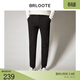 Brloote/巴魯特毛呢休閑褲男彈力修身長(cháng)褲秋冬商務(wù)休閑西褲 黑色 170/78A
