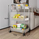 霓峰置物架亞克力零食小推車(chē)化妝品夾縫落地宿舍床頭桌面衛生間收納架 3層+2個(gè)掛籃【pp把手】