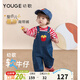 幼歌（YOUGE）嬰幼兒薯條造型軟牛仔背帶休閑褲寶寶童趣舒適寬松褲子 牛仔藍 90 cm