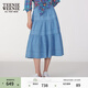 Teenie Weenie小熊女裝牛仔半身裙夏季復古長(cháng)裙丹寧蛋糕裙 淺藍色 S