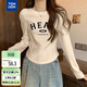 唐獅（TonLion）2025秋冬女圓領(lǐng)前胸字母打底衫