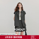 初語(yǔ)純棉仿麻感無(wú)袖襯衫休閑短褲套裝女2025夏季復古松弛兩件套 碳灰色 S