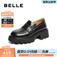 百麗（Belle）學(xué)院風(fēng)百搭JK樂(lè )福鞋女商場(chǎng)款厚底舒適牛皮通勤小皮鞋A5W1DCA4 黑色 36 (230mm)
