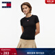 TOMMY JEANS26春夏新款女裝輕薄修身針織T恤/坑條肌理辣妹正肩重磅短袖 【辣妹正肩】黑色BDS L