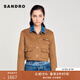 SANDRO秋冬法式女裝迪木爾風(fēng)氣質(zhì)羊毛混紡棕黃色斜紋長(cháng)袖短款外套 棕黃色 S (36)