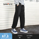 三福2025秋季新款休閑褲男抽繩運動(dòng)風(fēng)束腳褲針織衛褲寬松長(cháng)褲褲子 黑色 M 170/76A
