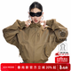 ICH MODE美式立領(lǐng)女士外套短款女春季新款流行休閑工裝夾克上衣服卡其色 L