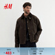 H&M男裝夾克2025年秋季新款寬松版蠟面棉質(zhì)哈靈頓式外套1295768 深綠色 XL 180/116