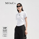 MO&Co.【涼感】個(gè)性膠章短袖圓領(lǐng)抽褶短款截短T恤上衣上裝摩安珂 漂白色 M 165