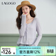 LAGOGO氧氣感V領(lǐng)提花氣質(zhì)小開(kāi)衫女拉谷谷2026春新款休閑上衣外套 紫色 M