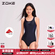 洲克zoke泳衣女款2025年新款爆款連體大碼專(zhuān)業(yè)競速訓練泳館專(zhuān)用游泳衣 黑藍【三角款】123501151 M 建議身高152-160cm體重40-45kg