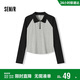 森馬（Semir）POLO衫女短款拼色插肩袖修身上衣小個(gè)子秋顯瘦套頭衫101524115003