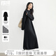 對白格雷系灰色直筒針織連衣裙女2025冬季新款松弛高級感毛衣長(cháng)裙 經(jīng)典黑 M