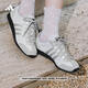 adidas「冰淇淋T頭鞋」VS JOG 2.0薄底運動(dòng)鞋男女阿迪達斯輕運動(dòng)   晶白/金屬銀/灰色 (推薦女生選小半碼)   38