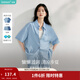 茵曼（INMAN）防曬涼感牛仔襯衫2025夏季女裝新款短袖寬松百搭萊賽爾襯衣 淺牛仔藍 S