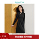 茵曼（INMAN）【曠野美拉德】新中式拼接連衣裙2025春秋女裝新品長(cháng)袖打底裙子 午夜黑 S