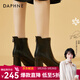 達芙妮短靴女?huà)寢屝佣萄ヅ心昶ば?026春夏新款靴子粗跟高跟靴 黑色 單層 37 (235mm)