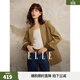ELLE【浮光鎏金】燈芯絨廓形西裝外套女2025秋季新款正肩時(shí)髦西服 卡其 S