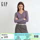 蓋璞（GAP）女裝2026春季新款復古水洗V領(lǐng)長(cháng)袖羅紋針織衫休閑上衣858962
