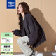 唐獅（TonLion）2025春女無(wú)領(lǐng)夾克外套復古休閑百搭 炭灰  L 