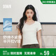 森馬（Semir）短袖T恤女夏季短款V領(lǐng)半開(kāi)襟套頭衫緊身正肩2026上衣109326100046