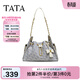 他她（TATA）女包2026春季商場(chǎng)同款女士簡(jiǎn)約質(zhì)感單肩包新款X3538AX6 蘭白/米 F