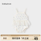 babylove女寶寶吊帶包屁裙夏季薄款嬰兒包屁衣公主風(fēng)三角爬裙子哈衣 慕斯白 73cm