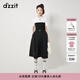 DZZIT地素短袖連衣裙春秋季甜酷少女小黑裙女小眾 黑色 S