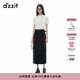 DZZIT地素半身裙秋冬時(shí)尚復古摩登通勤風(fēng)都市休閑裙子女 黑色 S