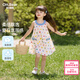歐姆熊女童吊帶連衣裙夏季2025新款洋氣夏日小女孩寶寶兒童夏裝公主裙子 米白色 110 CM