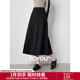 初語(yǔ)簡(jiǎn)約分割設計仿毛呢半身裙女2024秋冬a字裙百搭高腰長(cháng)裙子 黑色 M