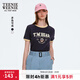 Teenie Weenie小熊女裝字母T恤夏季休閑學(xué)院運動(dòng)撞色短袖 藏青色 M